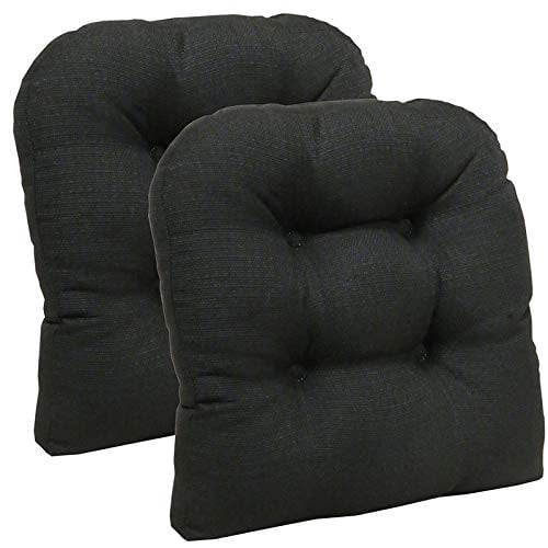 Klear Vu Omega Universal Tufted Extra Large No Slip Dining Chair Pads, 17"x 17" x 3", 2 Pack, Midnight 2 Pack