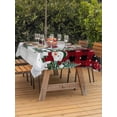 thumbnail image 2 of Outdoor Tablecloth with Umbrella Hole and Zipper, Red Black Plaid Christmas Rectangle Table Cloth 60x84 Inch Waterproof Tablecloth, Xmas Tree Snowman Snowflakes Picnic Table Cover for Patio Camping, 2 of 7