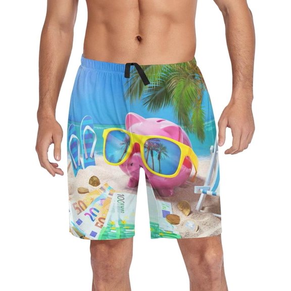 GZHJMY Beach Slippers Pajama Pants Short for Men, Lounge Pants Lightweight Men Pajama Bottoms with Drawstring Pockets, Christmas New Year Birthday Gifts, Small