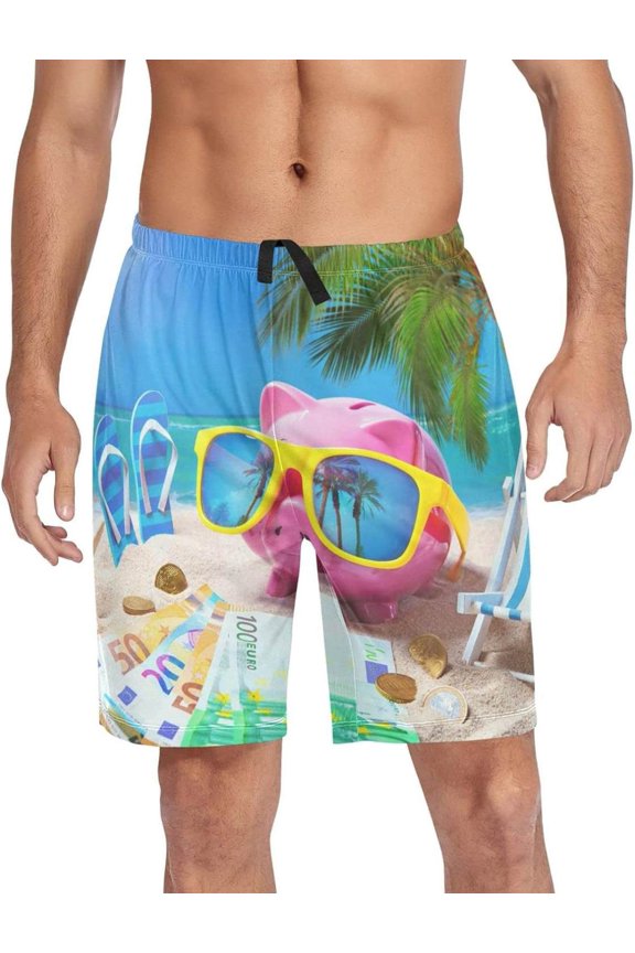 Beach Slippers Pajama Pants Short for Men, Lounge Pants Lightweight Men Pajama Bottoms with Drawstring Pockets, Christmas New Year Birthday Gifts, Small