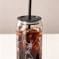 thumbnail image 4 of 20 oz Halloween Dancing Skeleton Glass Tumbler, Can‑Shaped Iced Coffee Glass Cup with Lid and Straw, Spooky Skeleton Print Drinking Glass for Halloween Party, Home Office Cold Drinks, 4 of 6