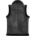 thumbnail image 2 of HIDE CRAFTS Premium Leather Shearling Vest, Black with Fur Trim, Full-Zip with Pockets (Black, 3X-Large), 2 of 3
