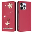 thumbnail image 2 of Leather For iPhone 13 Pro Max Case 【RFID Blocking】Ballet Girl Flip Wallet Leather Case With Card Holder Magnetic Closure  Phone Cases Cover,Red,For iPhone 13 Pro Max, 2 of 7