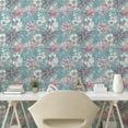 thumbnail image 2 of Ambesonne Flowers Boho Peel & Stick Wallpaper for Home, Colorful Dahlia Art, 13"x100", Hot Pink Seafoam and White, 2 of 5