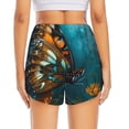 thumbnail image 2 of Lsque Elegant Butterfly And Flowers Printed Women's Running Shorts with Liner Pockets,Elastic Quick Dry Workout Athletic Gym Yoga Shorts,Womens High Waist Shorts-Large, 2 of 9