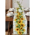 thumbnail image 4 of Sunflower Plaid Table Runner Cotton Linen 90 Inch Holiday Dresser Scarves, Retro Yellow Green Floral Leaf Grey Tablerunner for Kitchen Coffee Dining Bedroom Living Room Dinner Scarf Décor 13''x90'', 4 of 9