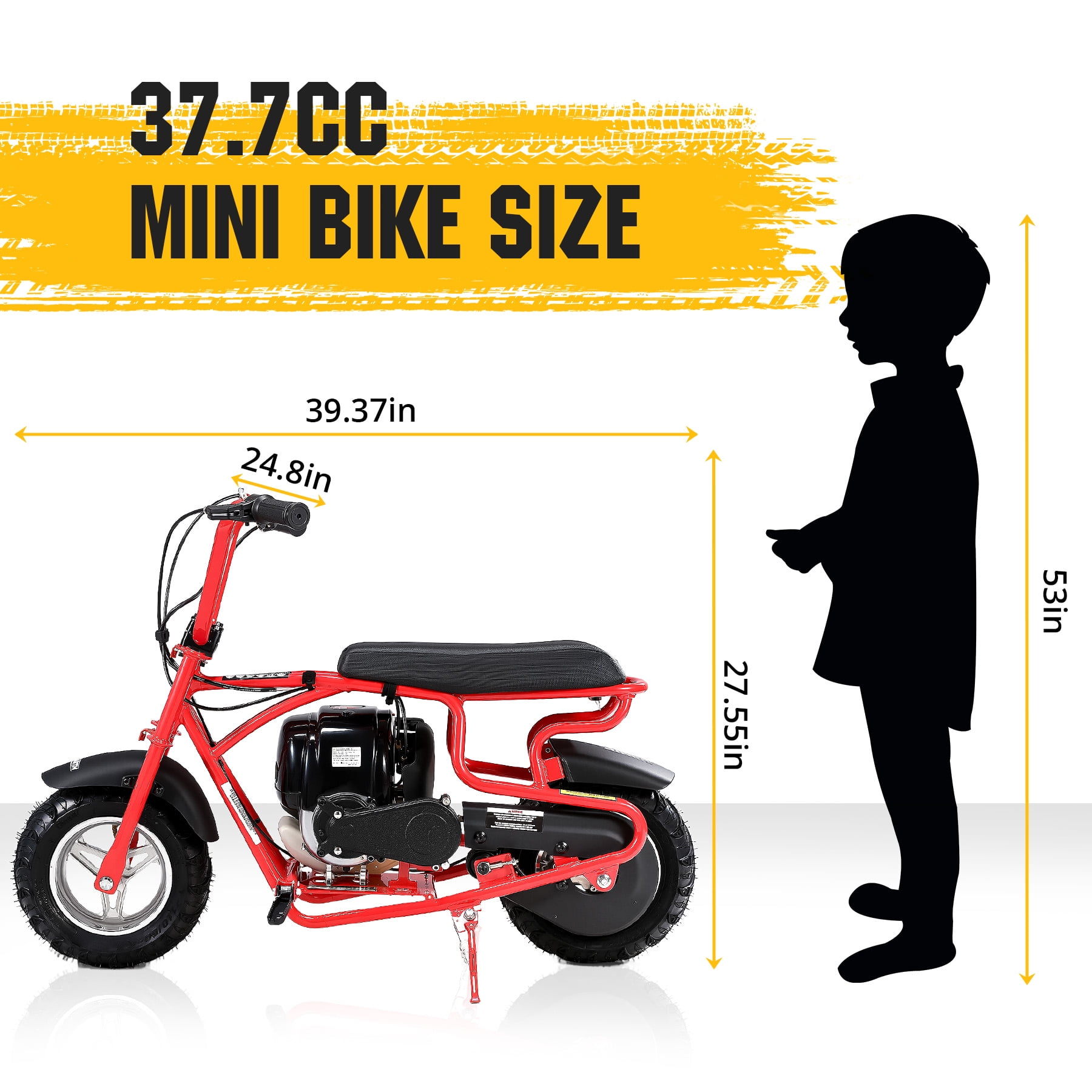 Oryxearth OM-40 Mini Gas Bike for Teens, Off-Road Dirt Bike, Gas Powered 4-Stroke Pocket Bike, Easy Assembly, Red