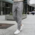 thumbnail image 5 of LIaqionyy Men's Pants Lightweight Drawstring Elastic Waist Straight Leg Casual Fashion Trousers with Pockets, 5 of 8
