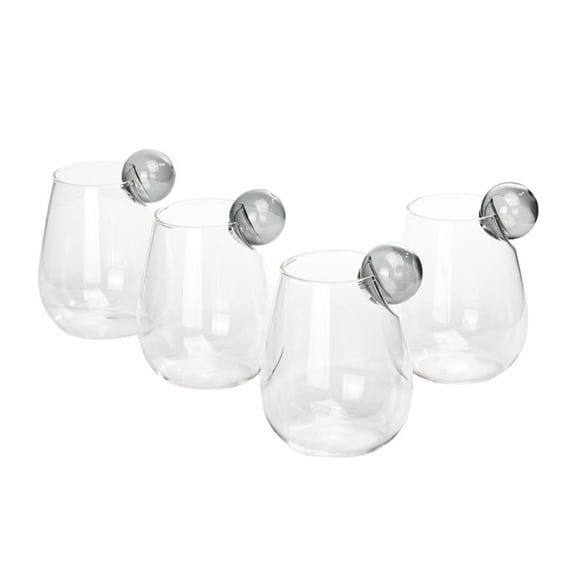 Pemberly Row Transitional Glass Water Glasses in Clear (Set of 4)