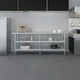 thumbnail image 5 of AmGood 84" Long x 24" Deep Stainless Steel Work Table with 2 Shelves | Metal Food Prep Station | Commercial & Residential NSF Utility Table, 5 of 9