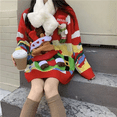 thumbnail image 3 of Suéter de alce con temática navideña para mujer, ropa de abrigo suelta, Top de punto grueso, camisas femeninas, muñeca extraíble, jersey de lujo, Otoño e Invierno, 3 of 5