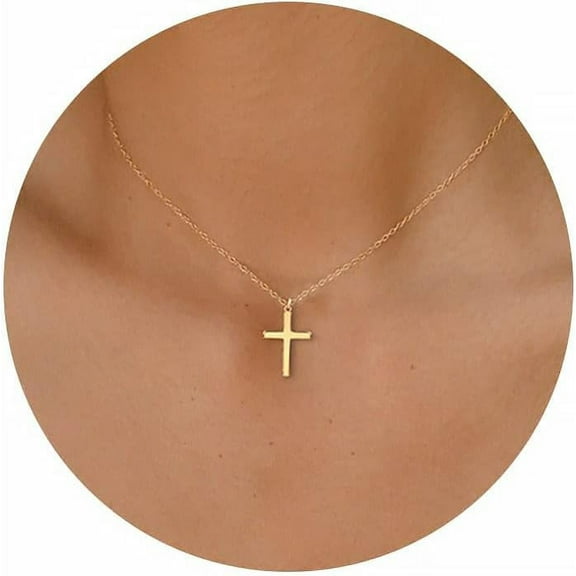 Dainty Cross Necklace For Women, Dainty 14K Gold Filled/Silver Cross Necklaces For Women Simple Layered Small Cross Choker Necklace Thin Chain Necklaces Aesthetic Jewelry For Women Gift[o1896]