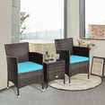 thumbnail image 4 of Gymax 3PCS Patio Outdoor Rattan Furniture Set w/ Cushioned Chairs Coffee Table, 4 of 10