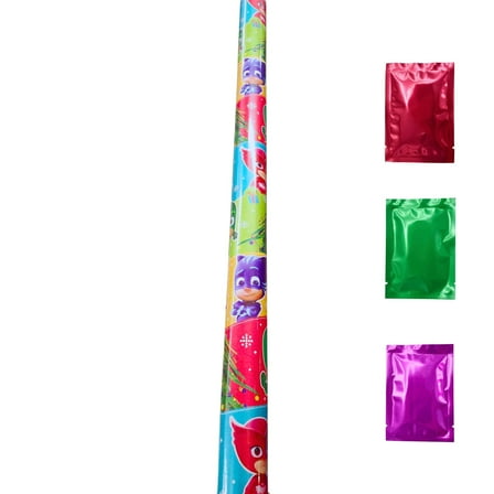 PJ Masks Christmas Holiday CatBoy Gekko Owelette Gift Wrapping Paper (1 Roll, Total 40 sq ft) Easy-Cut Grid Lines Presents Wrap Kids Thanksgiving Birthday Party Craft w/Bonus Snoep in Beperkte Oplage