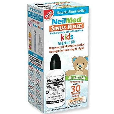 3 Pk NeilMed Sinus Rinse Kids Starter Kit 1 Squeeze Bottle & 30 Premixed Pacs Ea