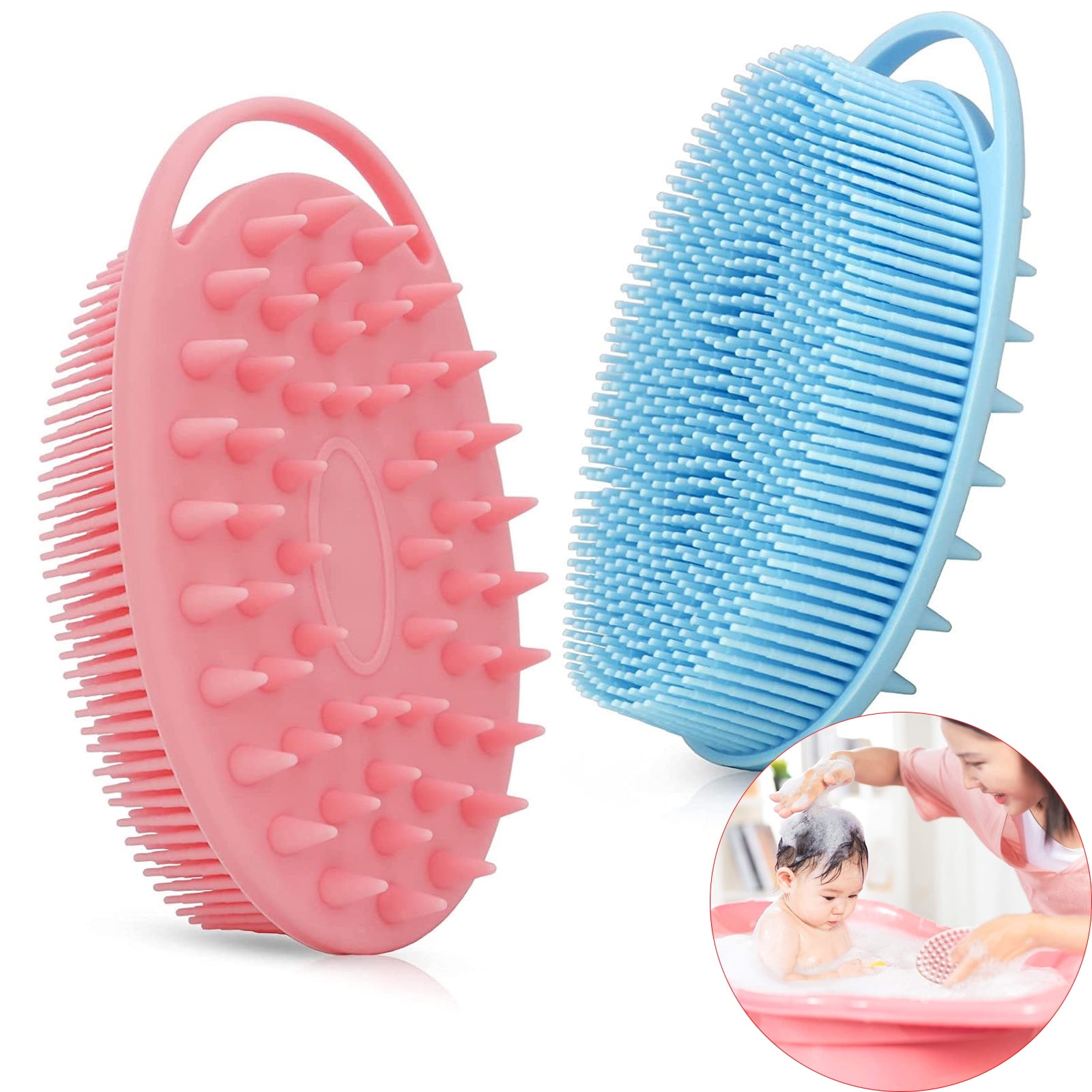 Silicone Body Brush, 2Pack Exfoliating Silicone Shower Brush, Wet