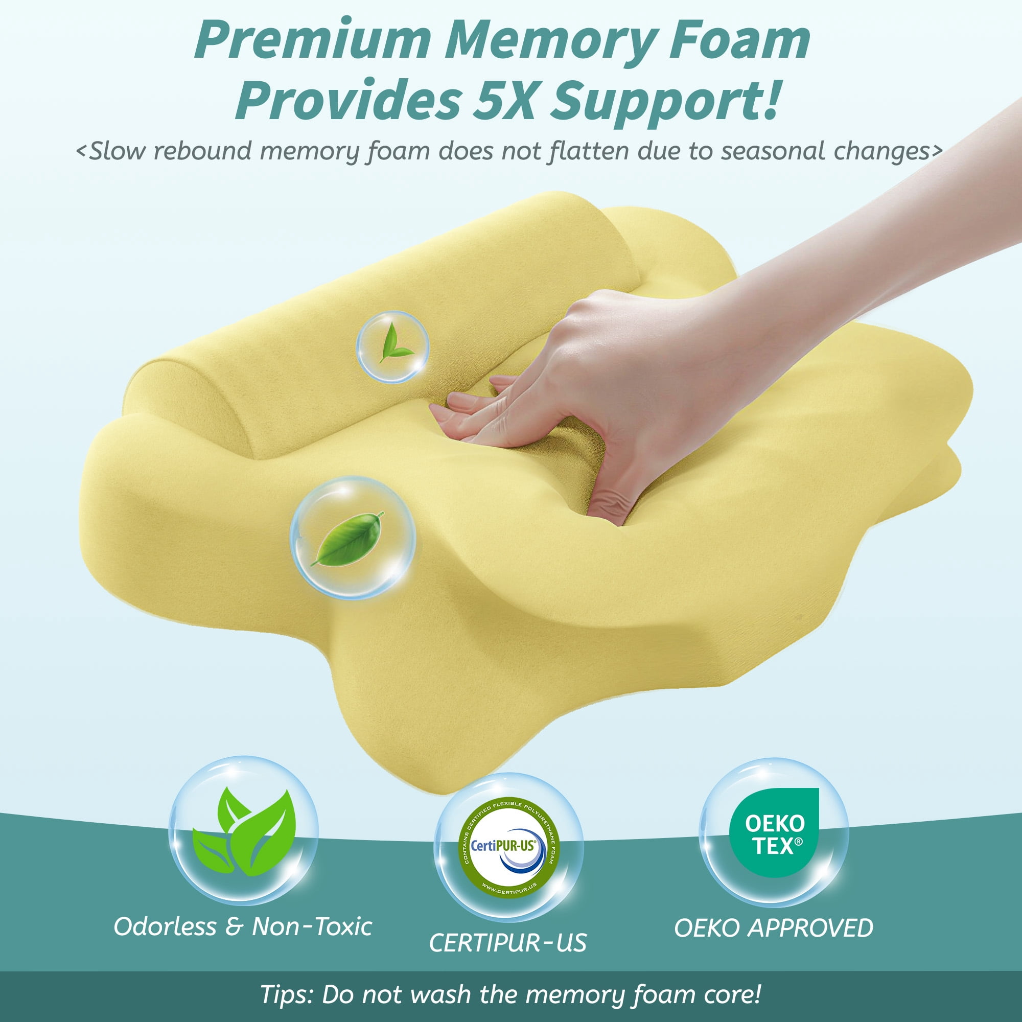 NEYGLIM Cervical Neck Pillows with Detachable Cervical Neck Roll for Neck & Shoulder Pain Relief, Pregnancy Pillows with Cooling Cover for Improves Sleep