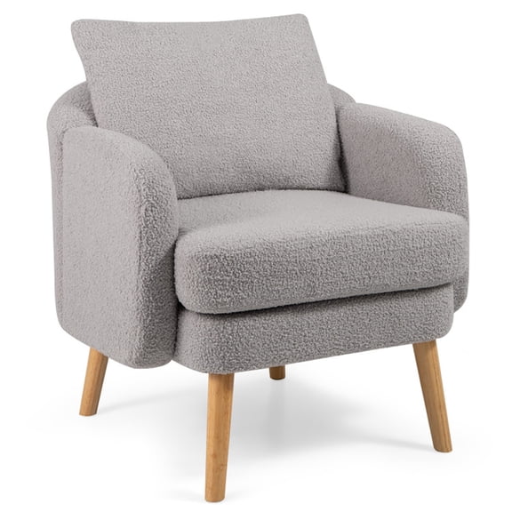 Canddidliike Sherpa Accent Chair Modern Living Room Chair with Seat Cushion, Sofa Chair for Home, Grey