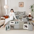 thumbnail image 4 of Homewish Safari Deer Bear Full Size Comforter Sets 3-Piece for Female Men Adults,Jungle Animal Bedding Comforter Set,Grey Plaid Checkered Lightweight Bedding Sets,Lightweight Room Decor,Reversible, 4 of 8
