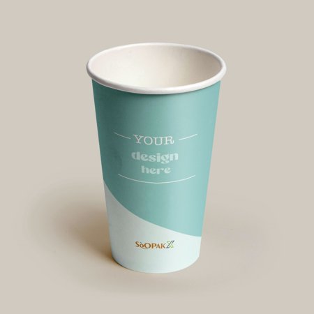 SoOPAK X - 16oz Single Wall Custom Coffee Paper Cup - Customize Your Cups with Your Design & Brand Name - Disposable Paper Coffee Cup Perfect for Cappuccino, Hot Cocoa