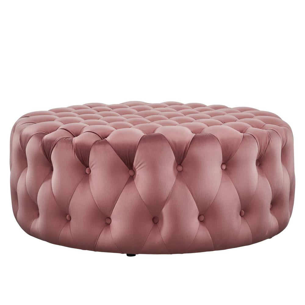 Modway Amour Tufted Button Large Round Performance Velvet Ottoman, Multiple Colors