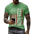 thumbnail image 4 of 250 Anniversary Usa T Shirt for Men American Flag Print Crew Neck Short Sleeve Waffle Tops 1776-2026 Muscle Relaxed Fit Comfy Workout Muscle Tops, Light Green, #01 Light Green, 4 of 4