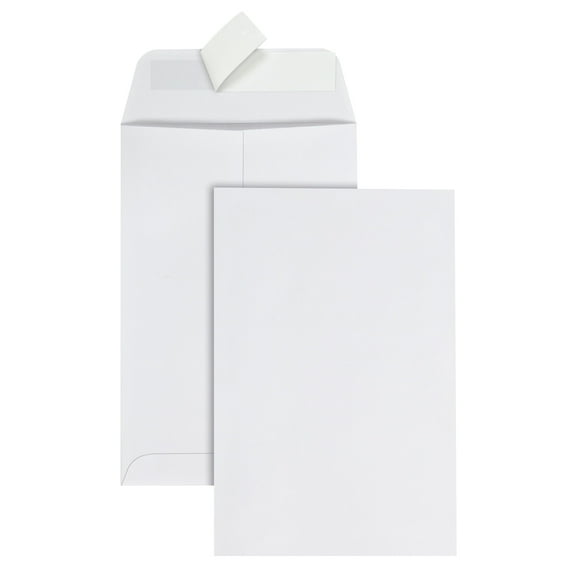 Office Depot Clean Seal(TM) Catalog Envelopes, 6in. x 9in., 30% Recycled, White, Box Of 125, 77R19