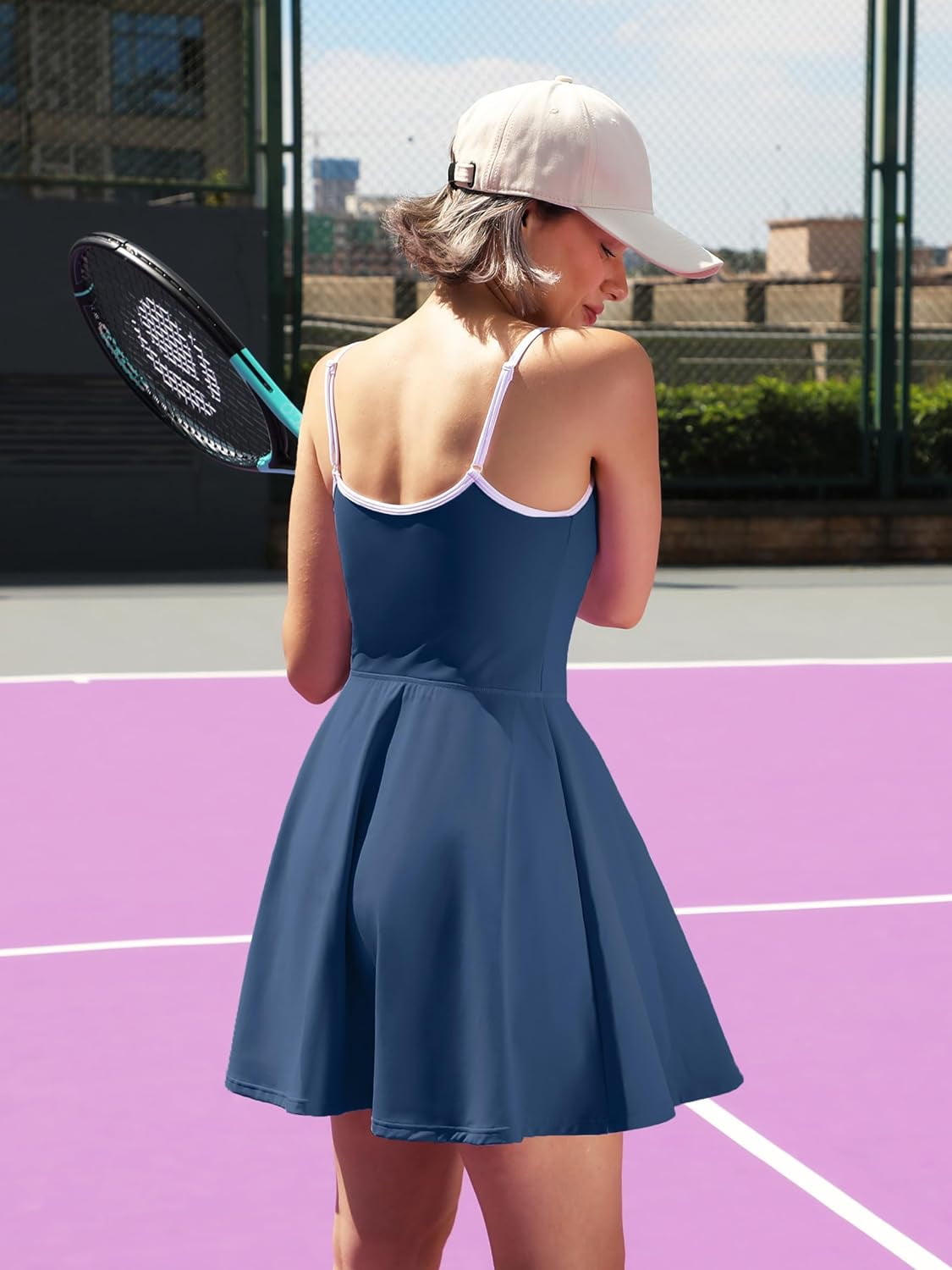 ALove Womens Tennis Outfit Sports Dress with Shorts Tennis Dress Workout Adjustable Exercise Workout Athletic Golf Exercise Dress