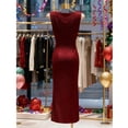 thumbnail image 5 of WRKEKC Bodycon Dresses for Women Sequin Deep V Neck Sleeveless Side Slit Crinkle Bodycon Midi Versatile Casual, 5 of 5