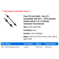 thumbnail image 2 of Front CV Axle Shaft - Set of 2 - Compatible with 2011 - 2015 Hyundai Sonata Hybrid 2.4L 4-Cylinder Automatic Transmission 2012 2013 2014, 2 of 2