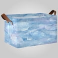 thumbnail image 2 of 2Pack Waterproof Foldable Storage Basket Medium, Metal Frame & Hollow Board Support, for Clothes and Toy Organization Blue Sea Shell Pattern, 2 of 8