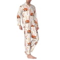 thumbnail image 2 of Naloa Cute Sleepy Fox Men’s Pajamas Set - Long Sleeve Button Down Sleep Shirt and Pajama Bottoms Sleepwear Set-Medium, 2 of 7