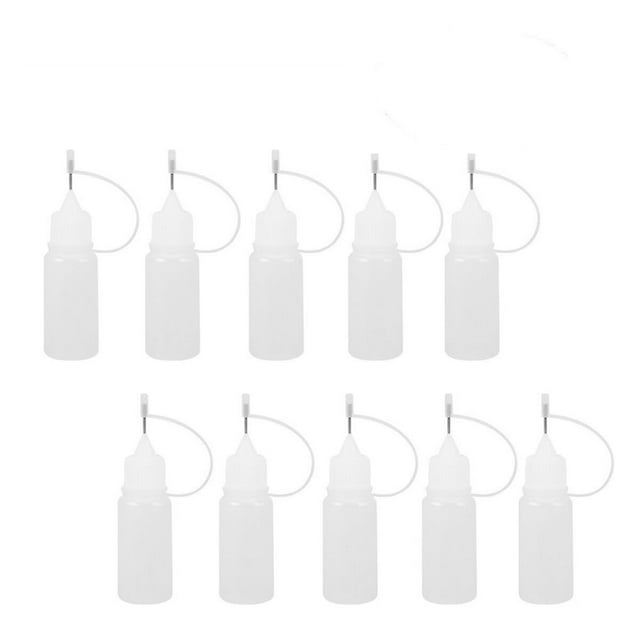 LOVEVER 10Pcs 10ml Needle Tip Glue Bottle Applicator DIY Quilling Tool Precision Bottle (White)