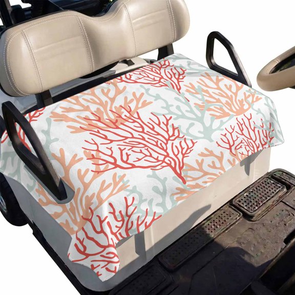 Golf Cart Seat Cover Watercolor Abstract Coral Club Car Golf Cart Seat Covers Soft Absorbent Golfcart Towel Blanket Red Ocean Plants Golf Seat Covers for Cart Decor Fits 2 & 4 Passenger 51"x31"