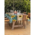 thumbnail image 3 of Outdoor Tablecloth with Umbrella Hole for Patio/Picnic/Party/Camping, Cute Pig Waterproof Table Cloth Rectangle Table Cover Washable, Yellow Sunflowers Teal Brown Wooden Vintage Art (60"x 120"), 3 of 8