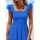 thumbnail image 5 of Vestido PRETTYGARDEN Cuello Cuadrado Fruncido con Ojal Azul XXL, 5 of 8