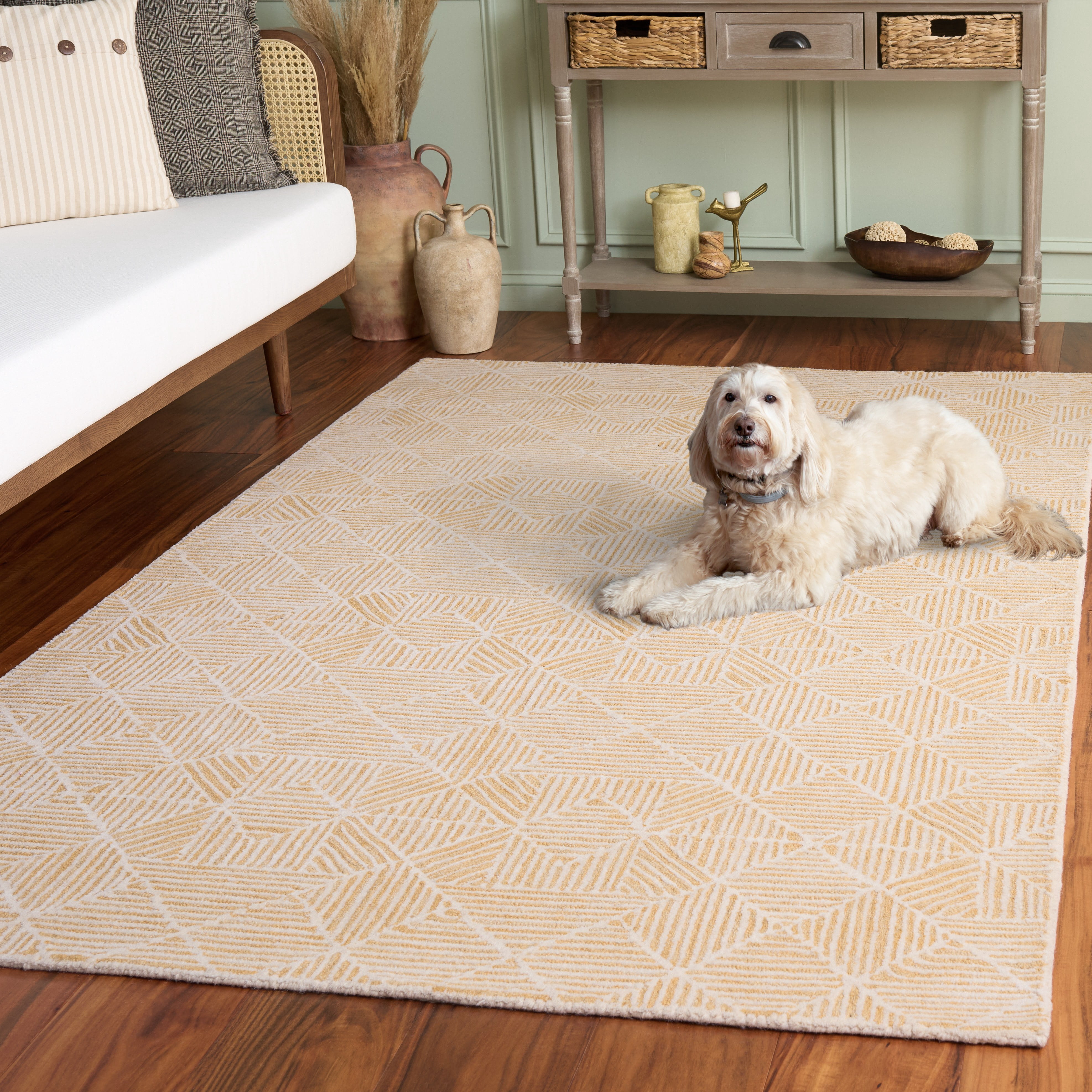 SAFAVIEH Abstract Brock Geometric Area Rug, Gold/Ivory, 4' x 6'