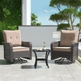 thumbnail image 2 of Kullavik 3PCS Wicker Rocking Chair Swivel Chairs, Patio Furniture Set Rattan Rocking Bistro Sets with Coffee Table for Outdoor Porch Deck Garden Backyard,Sand, 2 of 9