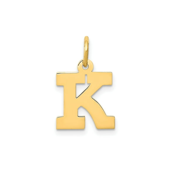 10k Yellow Gold K Initial Pendant for Women or Unisex Wear, Polished Block Letter Necklace Charm, Personalized Alphabet Jewelry for Identity and Everyday Style