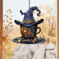 thumbnail image 2 of Witch Hat Tea Cup Wall Hook - Halloween Ornament & Functional Hanger - Acrylic Decor for Home/Party - 15x15cm Spooky Gift (Color as Shown), 2 of 4