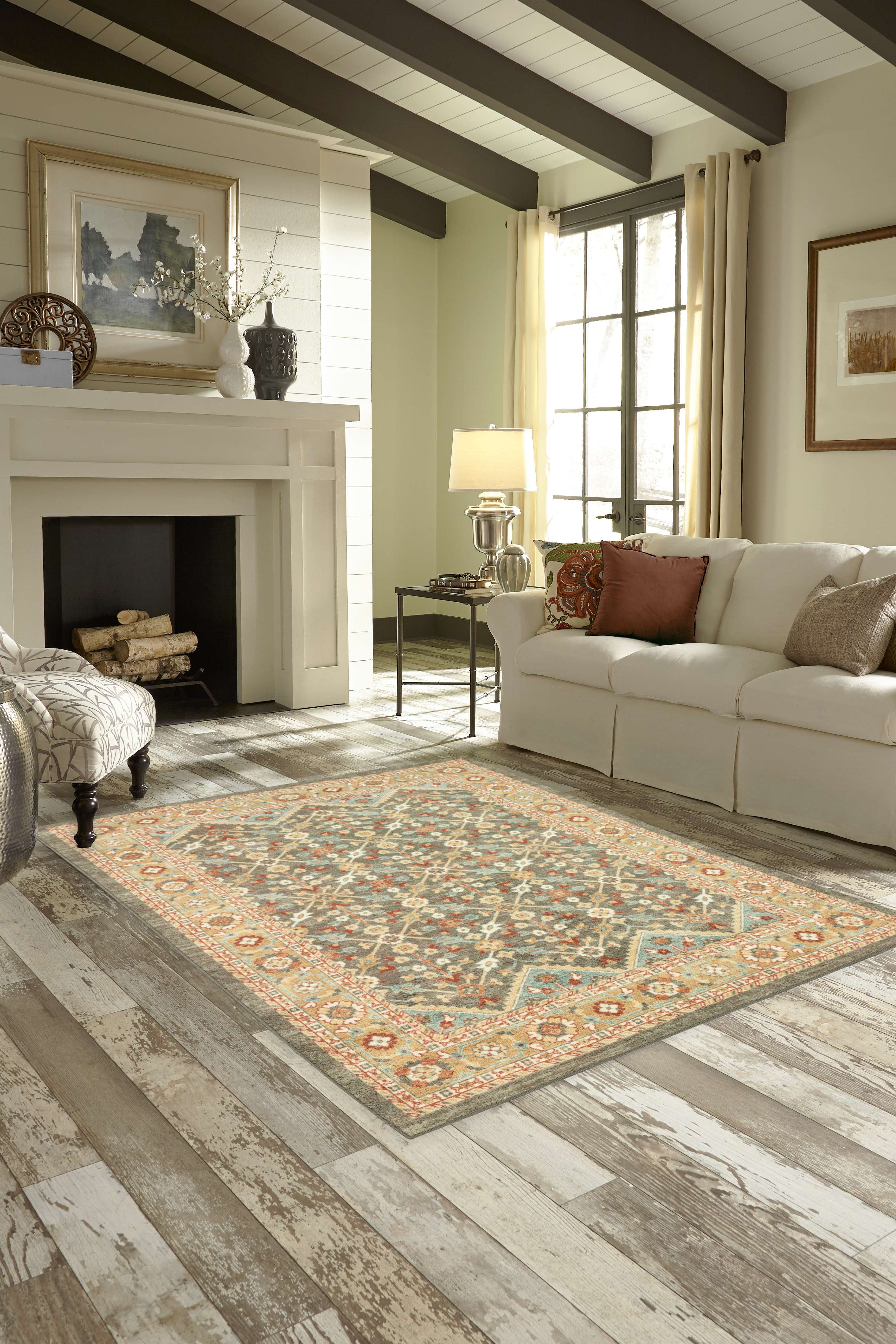 Mainstays Persian Border Medallion Loop Print Rust Brown Indoor Area Rug, 7'x10'