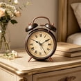 thumbnail image 4 of MMJ Alarm Clock Vintage Double Chime Metal Desk Clock Silent Non Ticking Noisy Bell 6.88x4.92x2.16in for Bedroom Office Home Decor, 4 of 6