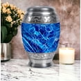 thumbnail image 5 of MUKTIVE Abstract Cremation Urns for Human Ashes Adult Men - Blue Memorial Urn for Ashes for Women - Large Funeral Urns for Adult Male - Burial Combo Urn for Loss of Parents (1 Large, 4 Keepsake), 5 of 7
