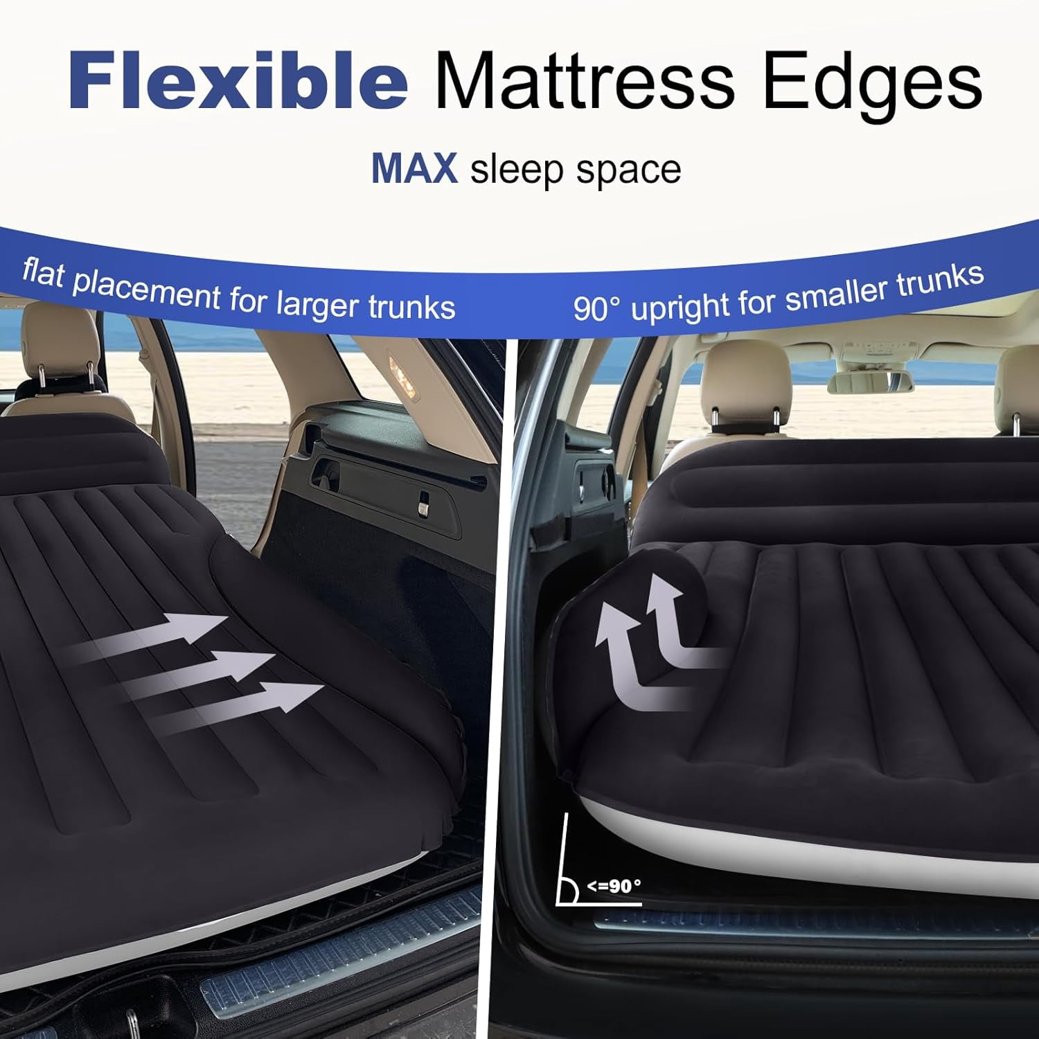 Air Mattress, Double-Sided Thick Flocked Car Air Mattress with Built-in Pump & Pillow, Complete Sleeping Accessories for Auto Camping & Road Trips