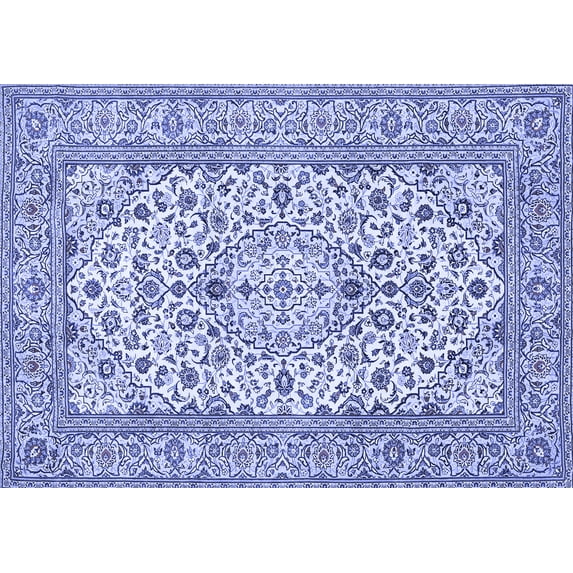 Ahgly Company Indoor Rectangle Medallion Blue Traditional Area Rugs, 5' x 7'