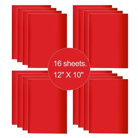 16 Sheets Red 12" x 10" Pre Cut HTV Iron On Heat Transfer Vinyl Paper for T-Shirts Cricut Silhouette