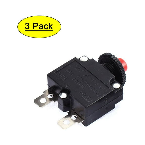 Unique Bargains AC125/250V 10A Push Button Circuit Breaker Overload Protector 3pcs