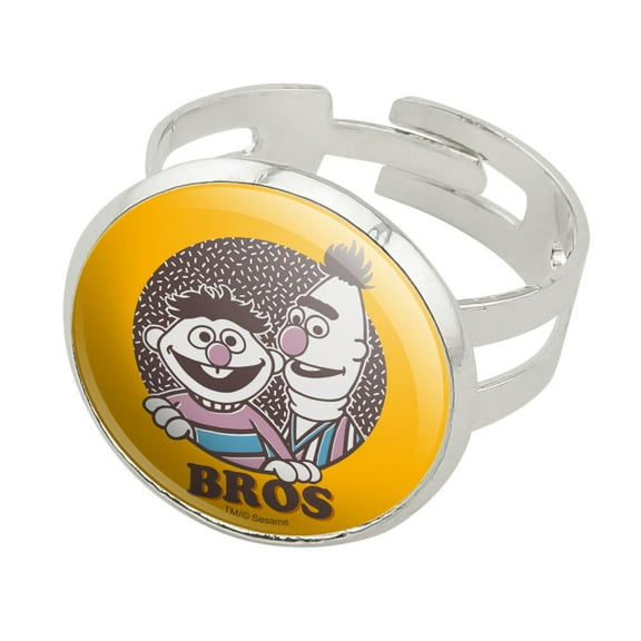 Sesame Street Bert and Ernie Bros Silver Plated Adjustable Novelty Ring