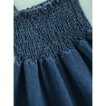 thumbnail image 6 of Baby Girls Casual Summer Dress Solid Color Off-the-shoulder Spaghetti Strap Denim Dress, 6 of 8