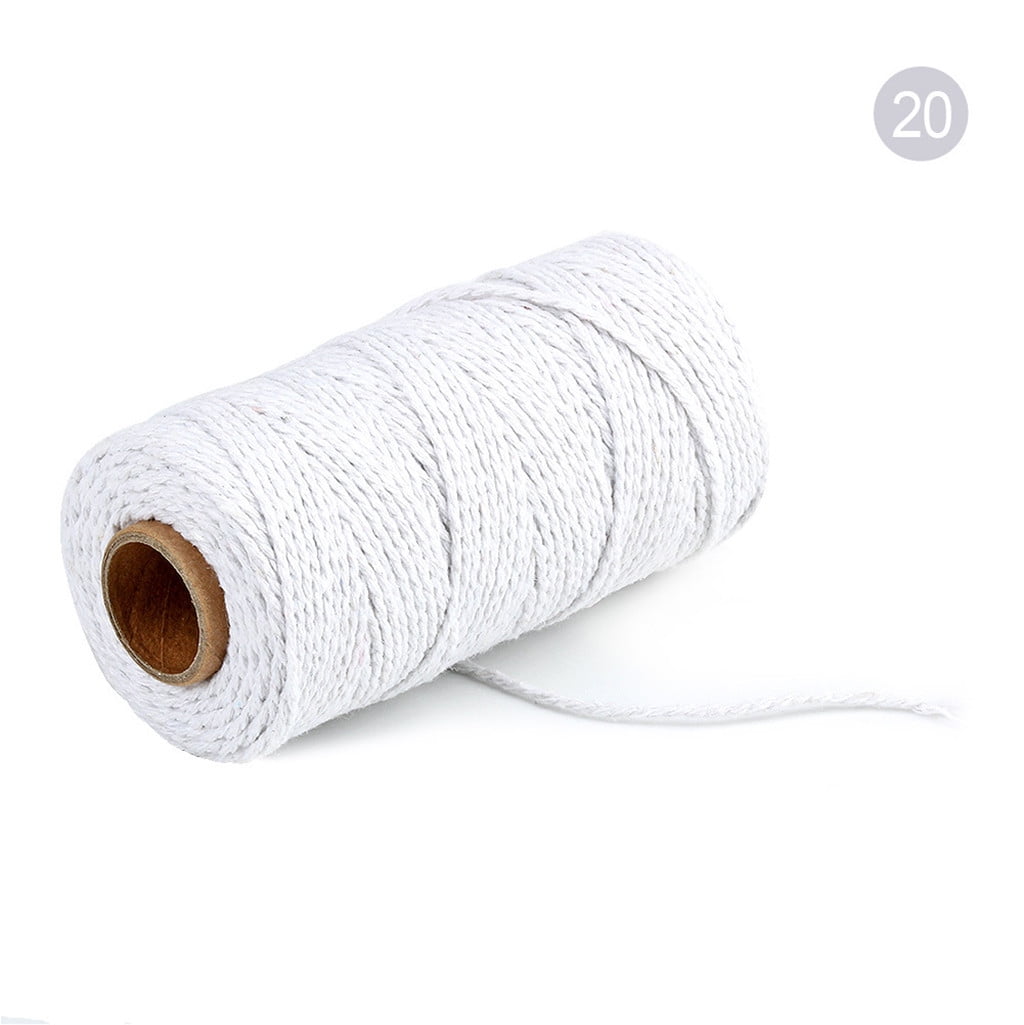 Macrame Cord,3mm x 328Feet Cotton Twine String Cord,Natural White Cotton  Rope Craft String for DIY Knitting Plant Hangers Christmas Wedding Décor